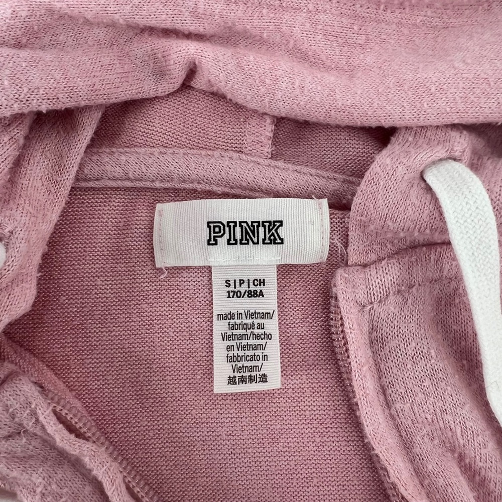 PINK Victoria's Secret Full Zip Up Hoodie Star Print Pink Women's Small S - Picture 4 of 9